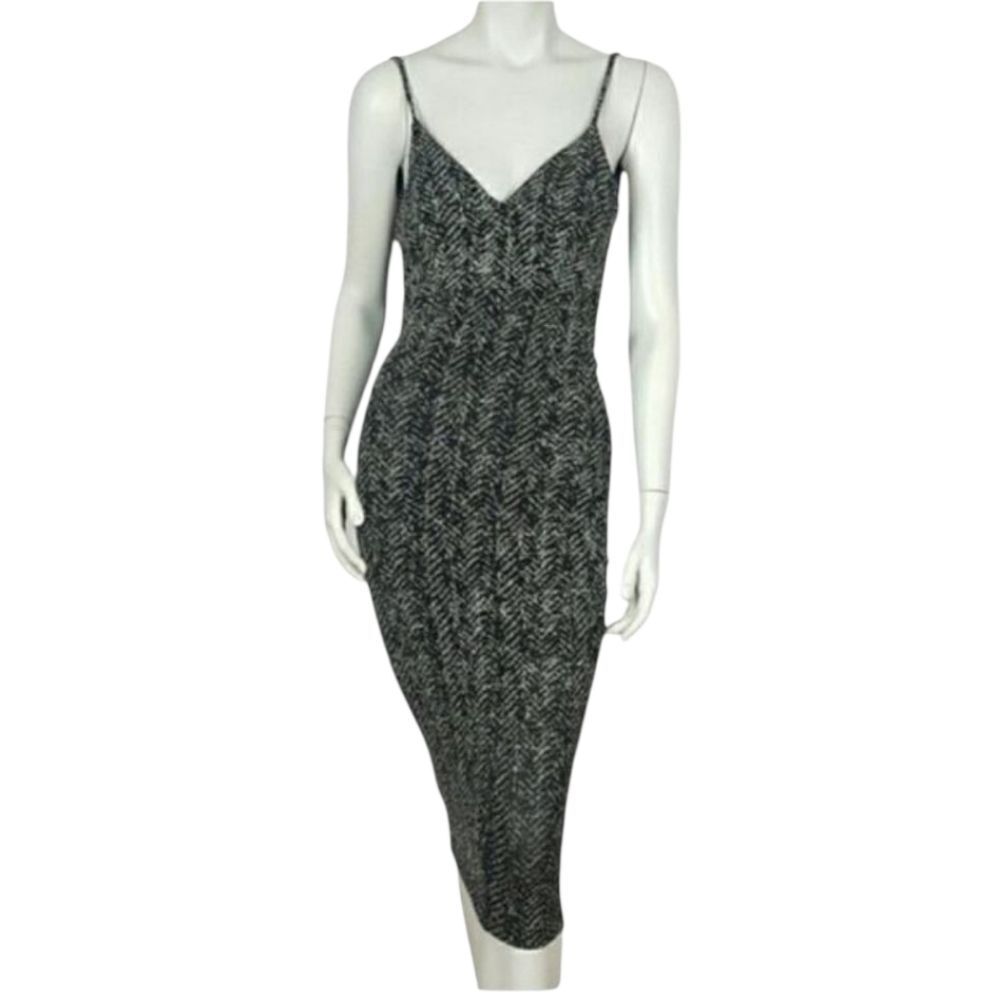 PRIVY Women's Sheath‎ Dress V Neck  Black/ Silver Fitted Dress  Glam